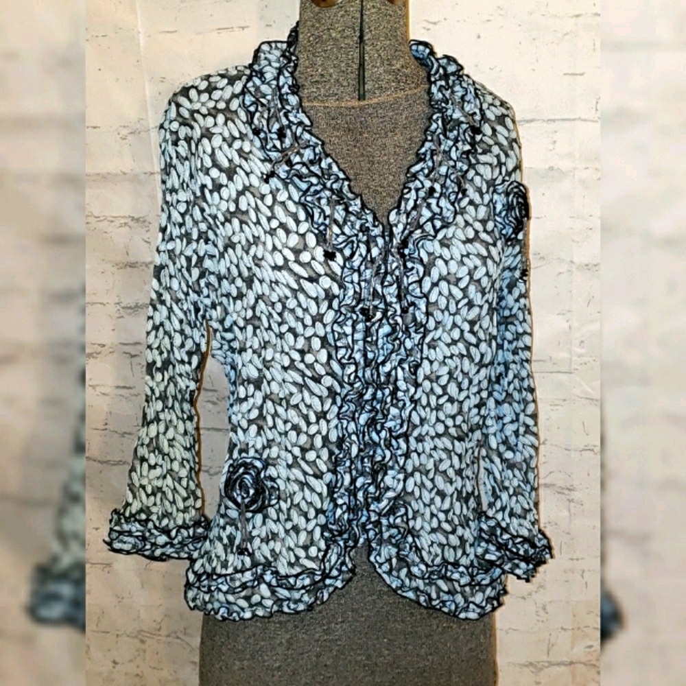 Agora Pleated Crinkle Blouse Beading/Ruffles